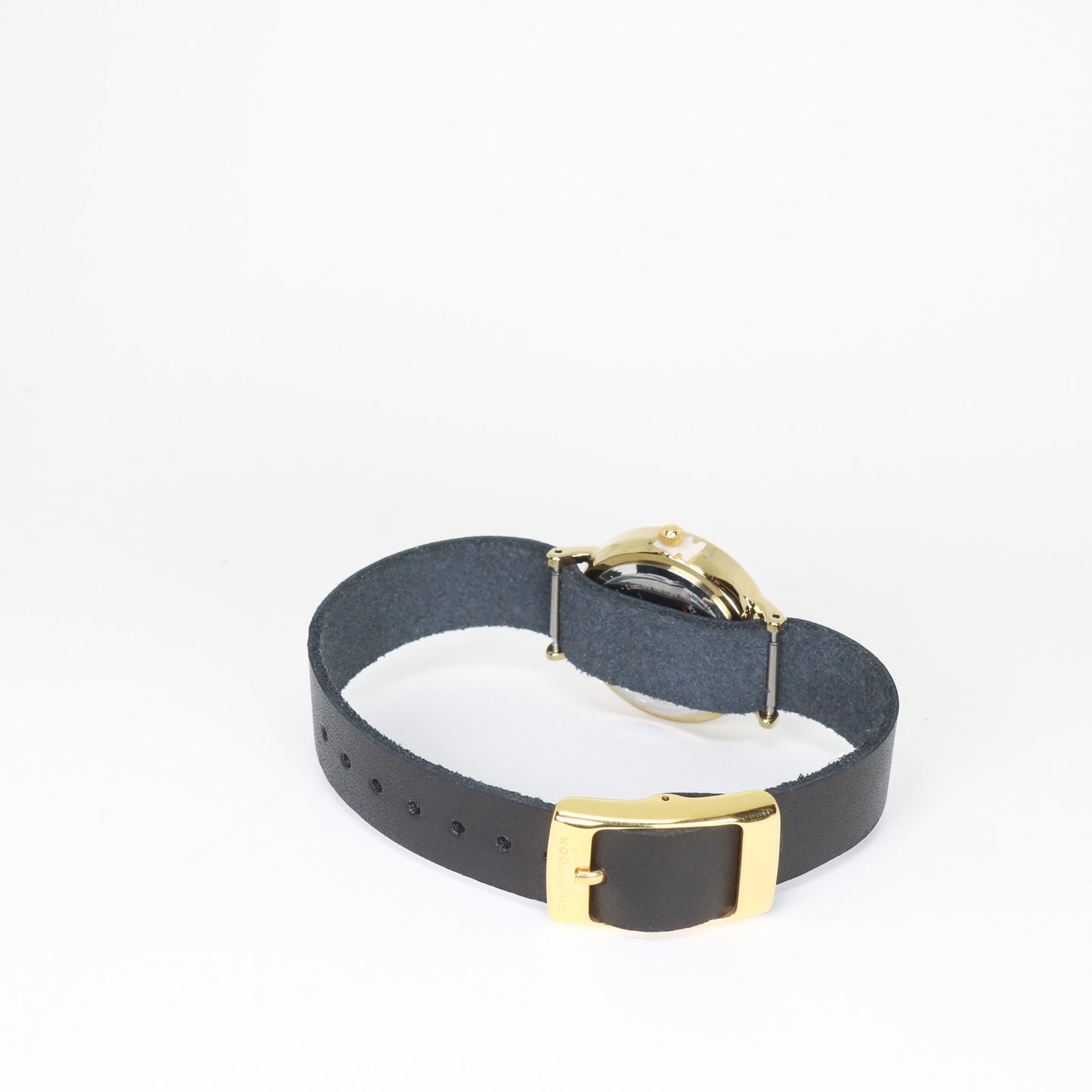 Montre femme noir / crème et or