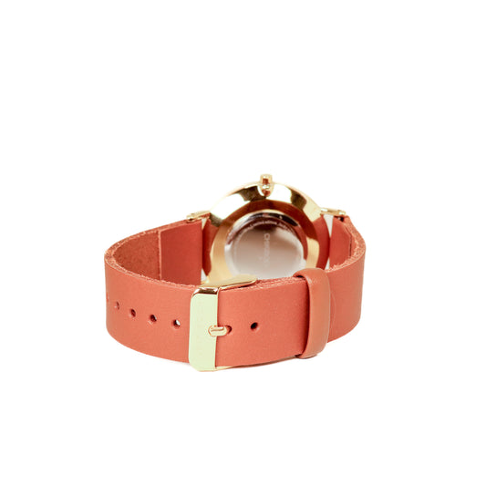 Dark brown / white and gold watch