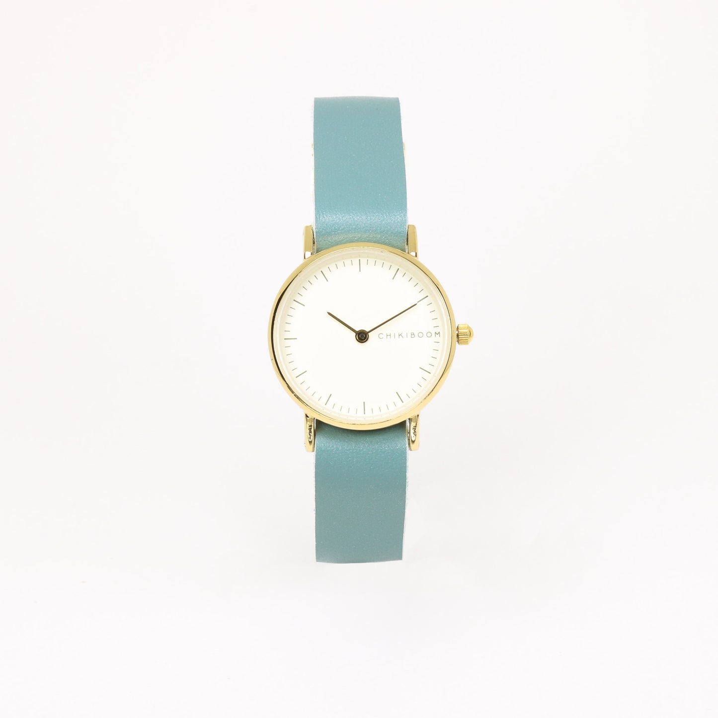 Montre femme turquoise / crème et or