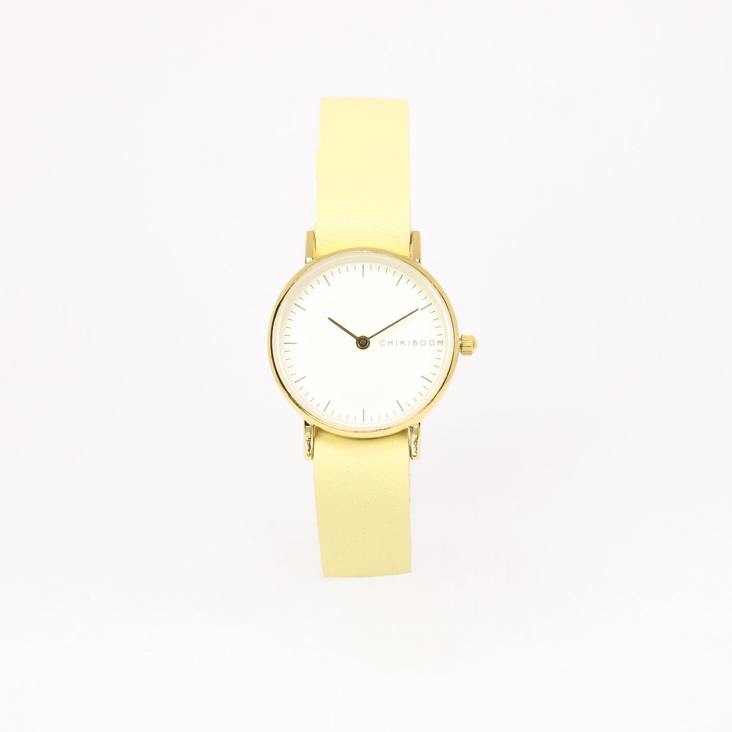 Montre femme jaune pâle / crème et or