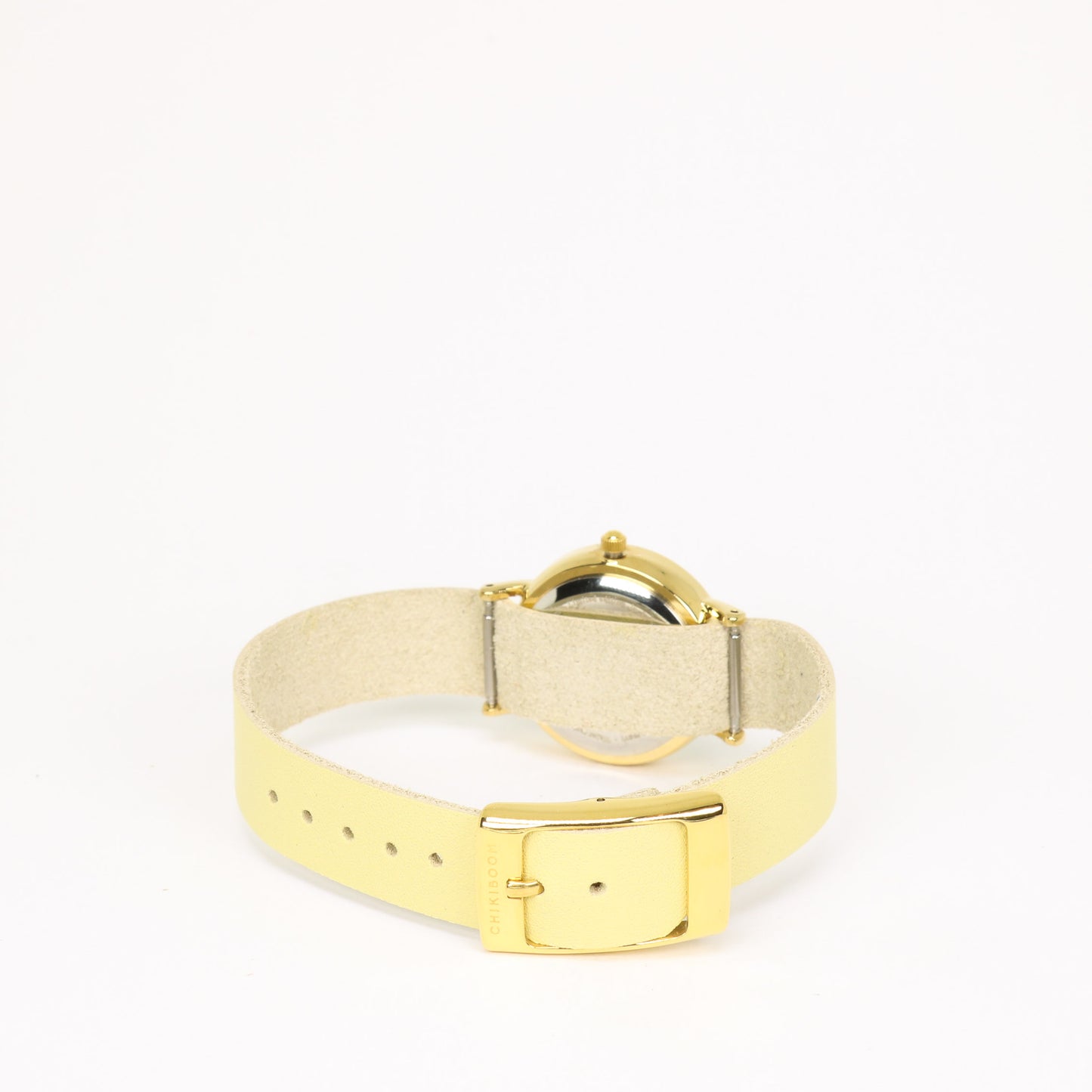 Montre femme jaune pâle / crème et or