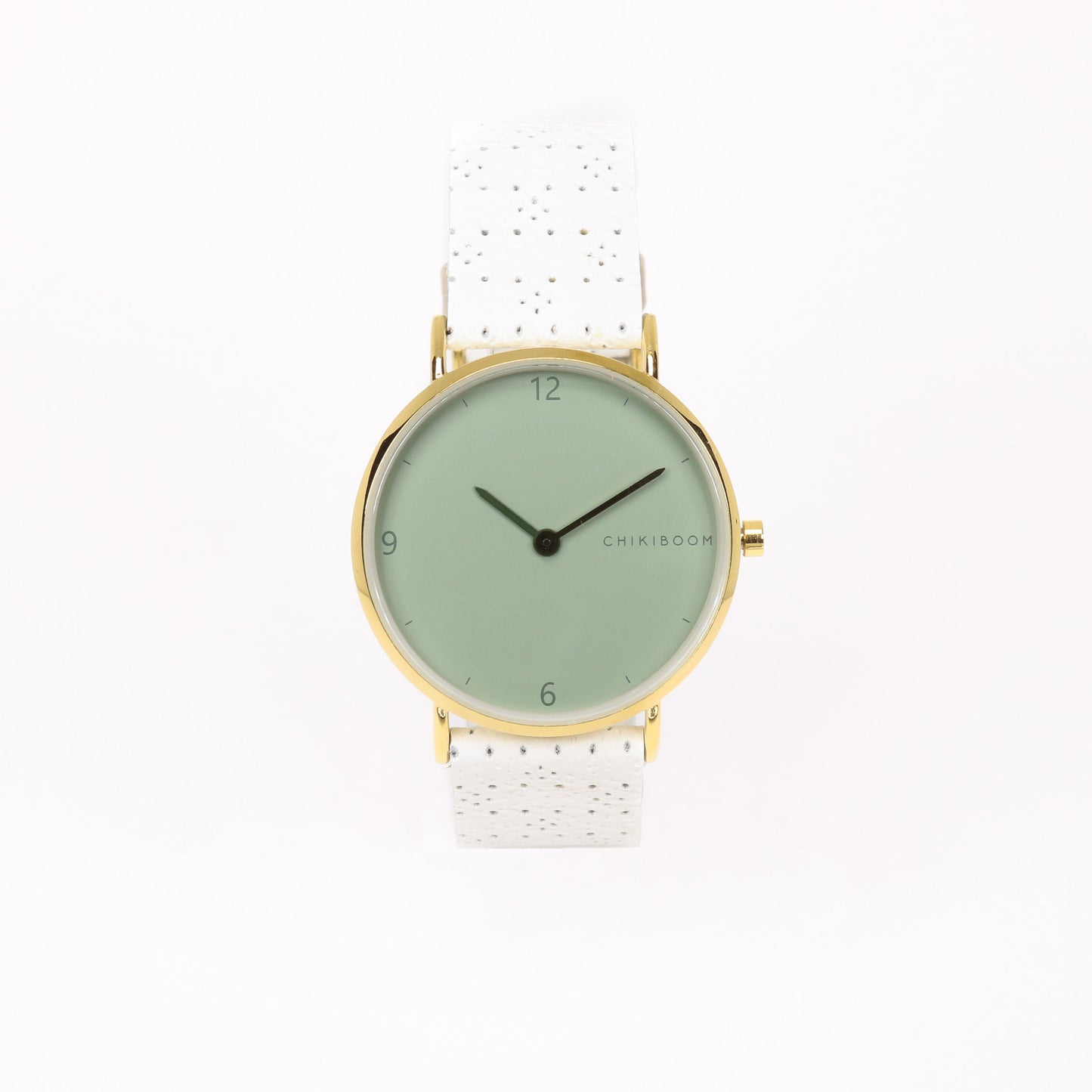 White / sage and gold watch