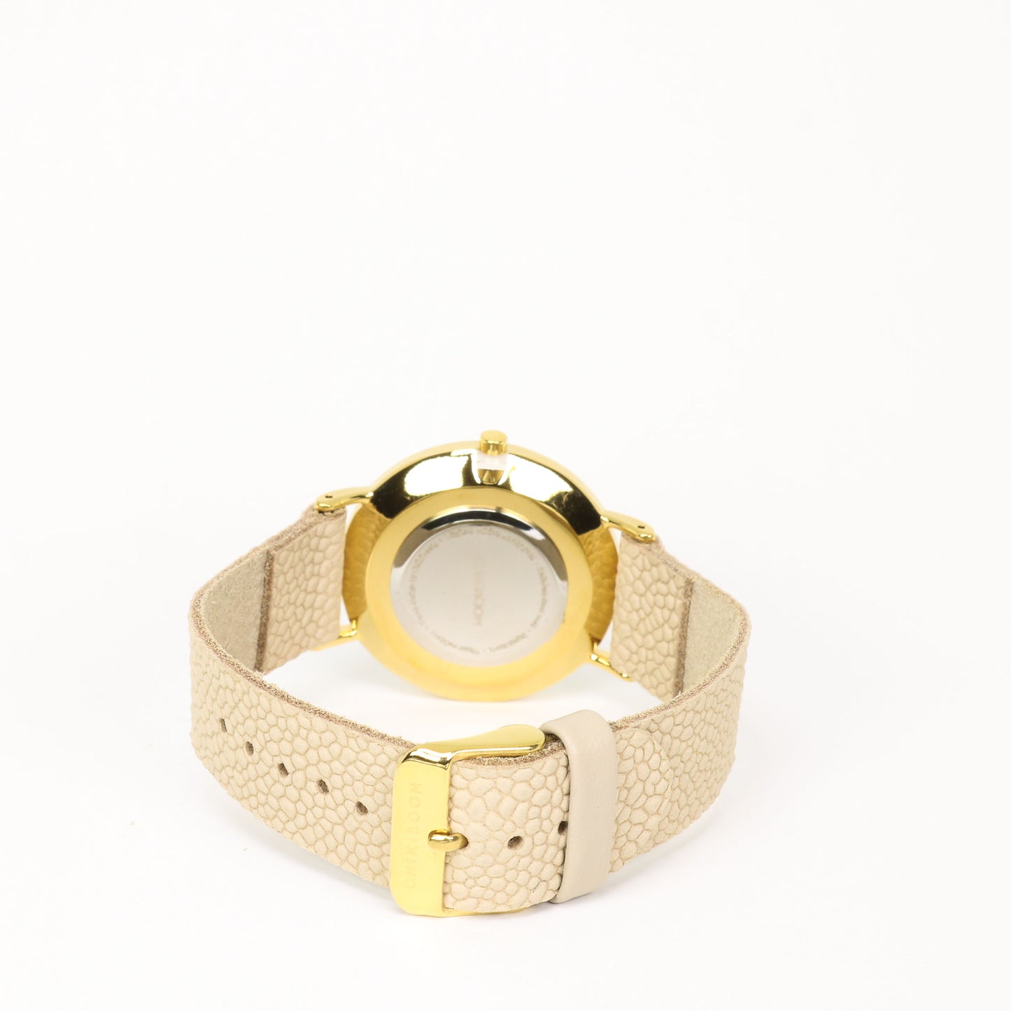 Montre beige sable / blanc et or