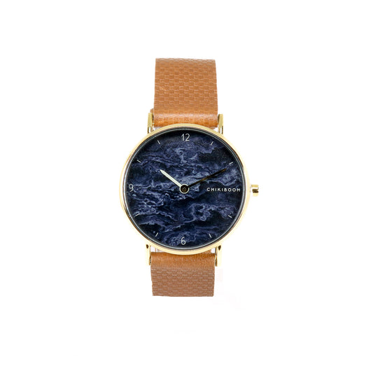 Montre brun texturé / Brumes et or