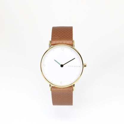 Textured brown / white and gold watch