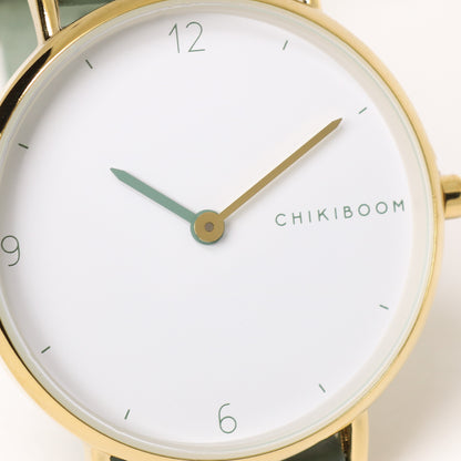 Beige / white and gold watch