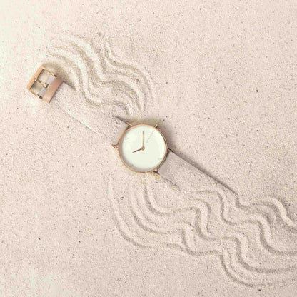 Beige / white and gold watch