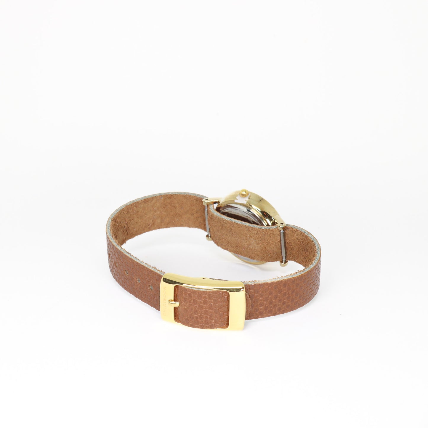 Montre femme brun texturé / crème et or
