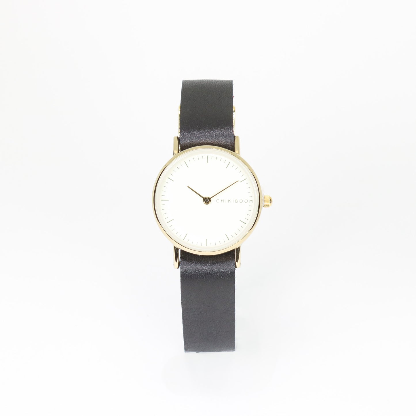Montre femme noir / crème et or