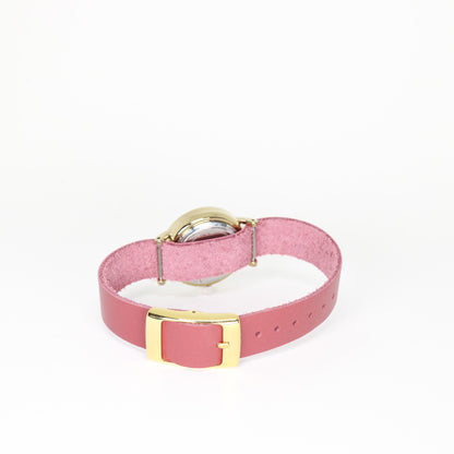 Montre femme rose foncé / crème et or