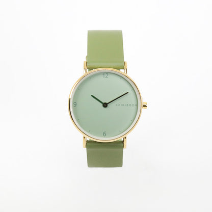 Textured green / sage and gold watch