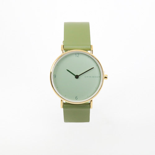 Textured green / sage and gold watch