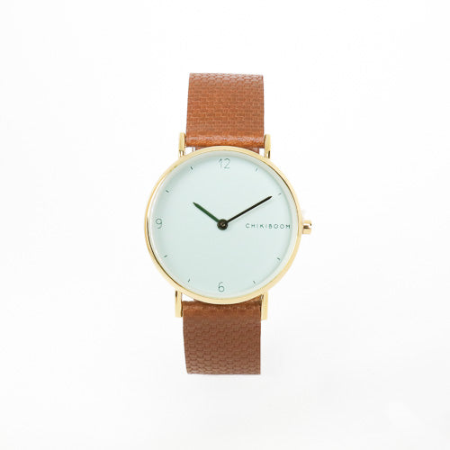Textured brown / turquoise and gold watch