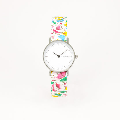 Montre femme fleuri / blanc