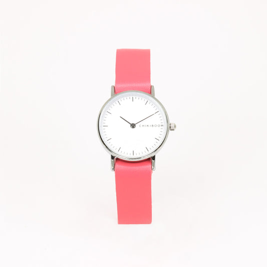 Montre femme rose flash / blanc