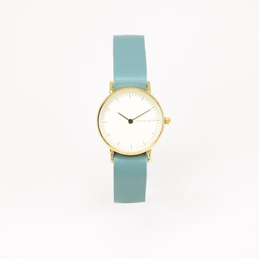 Turquoise / cream and gold women's watch