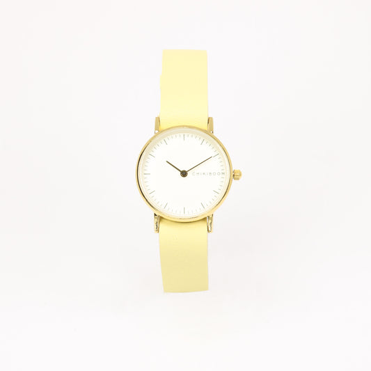 Pale yellow / cream and gold women's watch