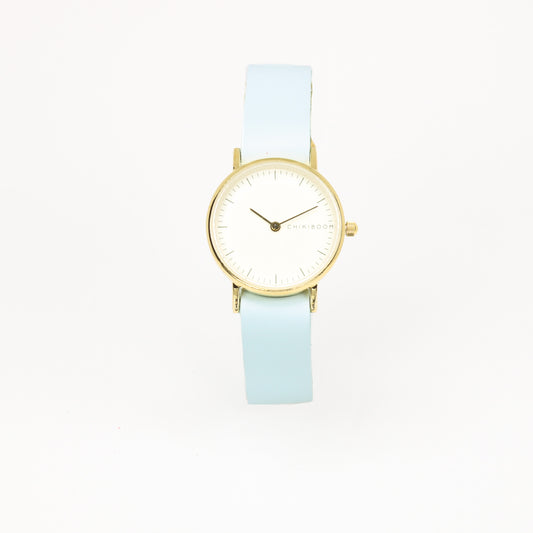 Pale blue / cream and gold women's watch