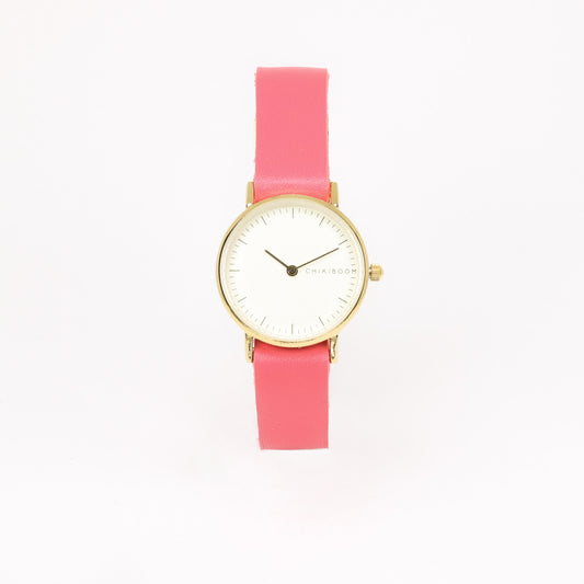 Flash pink / cream and gold women's watch