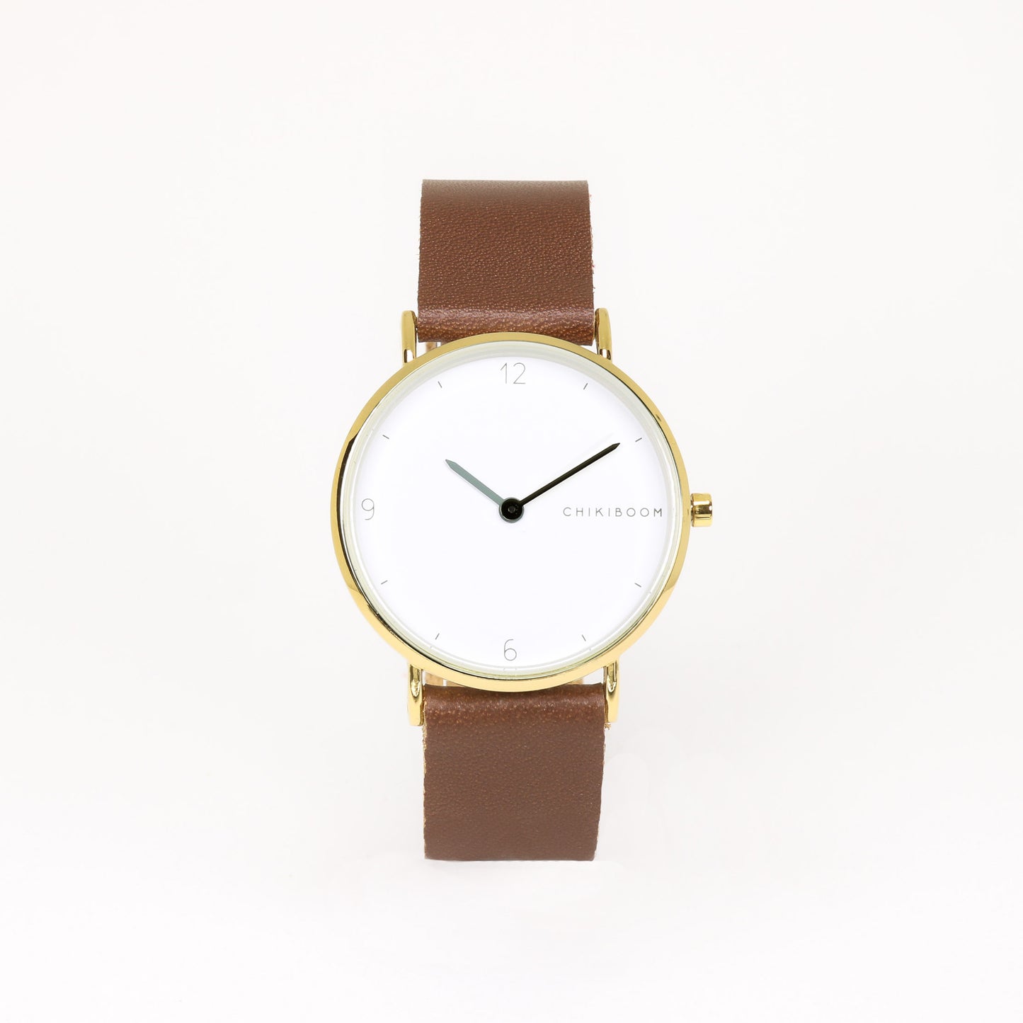 Montre brun foncé / blanc et or