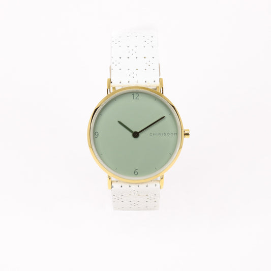 White  / sage and gold watch