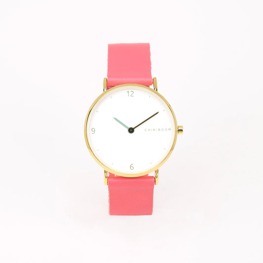 Flash pink / white and gold watch