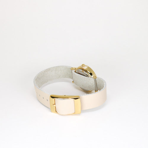 Montre femme beige / crème et or