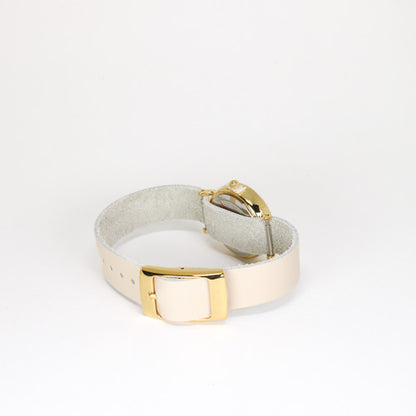Montre femme beige / crème et or