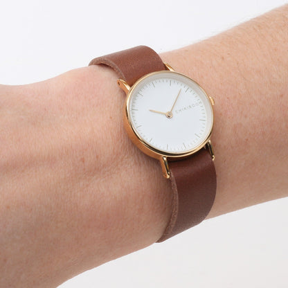 Montre femme brun / crème et or