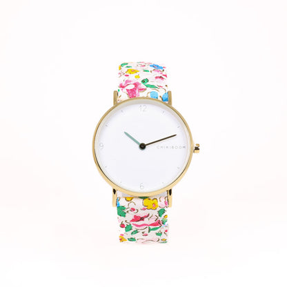 Flower / white and gold watch
