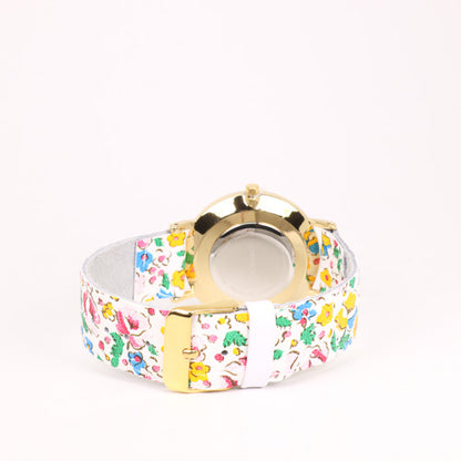 Flower / white and gold watch