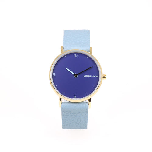 Montre bleu pâle / bleu et or