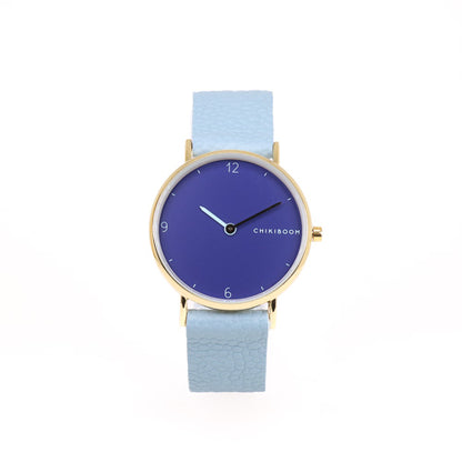 Montre bleu pâle / bleu et or