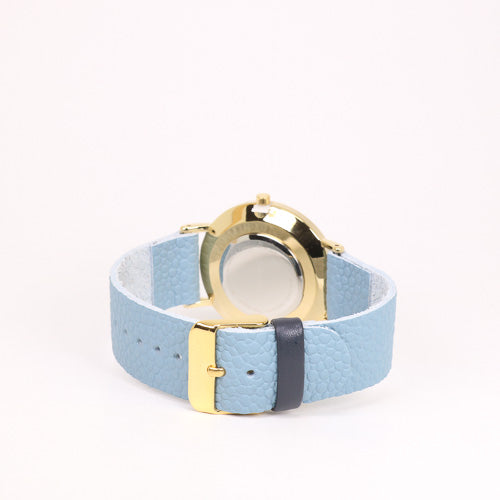 Montre bleu pâle / bleu et or