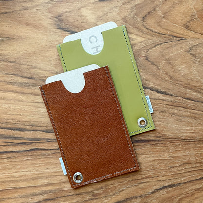 Porte-cartes brun / vert pomme