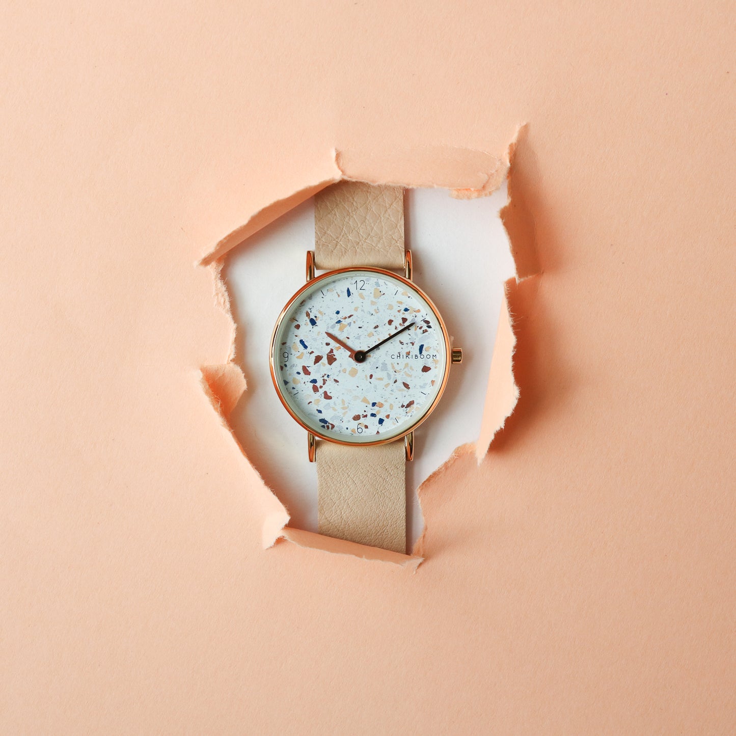 Beige / terrazzo and gold watch