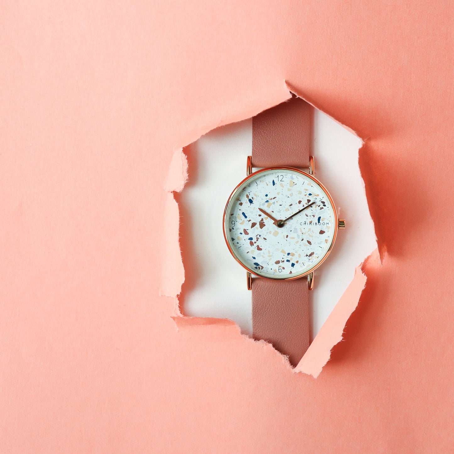 Terracotta / terrazzo and gold watch