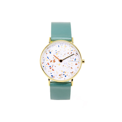 Montre Turquoise / terrazzo et or