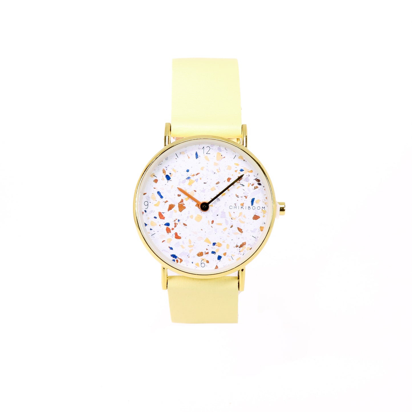 Pale yellow watch / terrazzo and gold