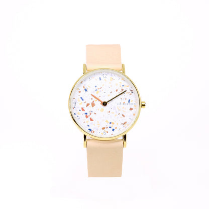 Beige / terrazzo and gold watch