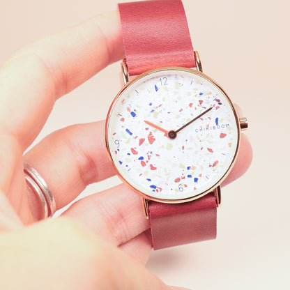 Terracotta / terrazzo and gold watch