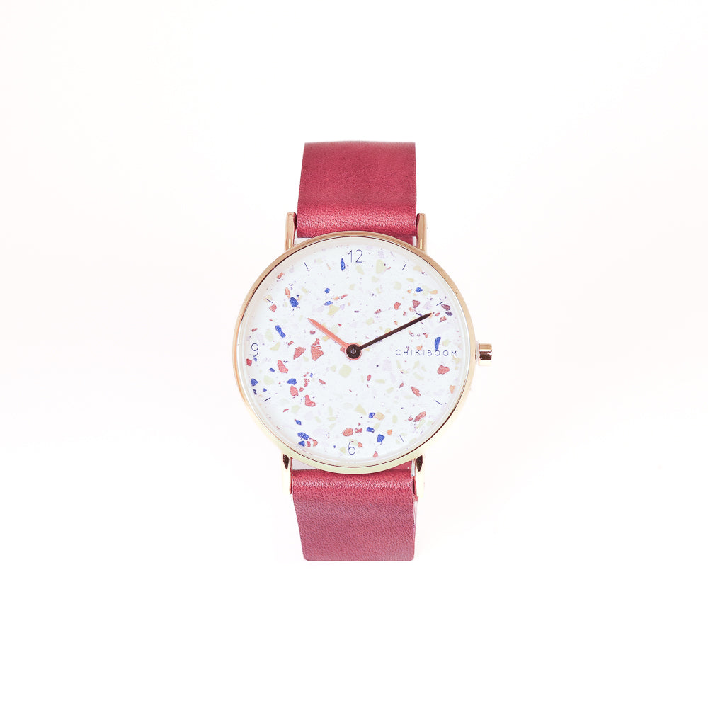 Terracotta / terrazzo and gold watch